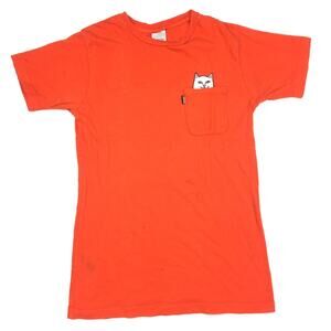 Rip N Dip Lord Nermal Cat Pocket Tee Shirt Orange Small S Slim Fit B3